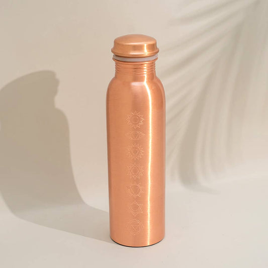 Pure Copper Water Bottle 7 Chakras Matte Finish