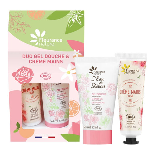 Duo shower gel and rose hand cream