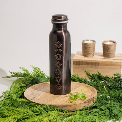 Pure Copper Water Bottle 7 Chakras Antique Finish
