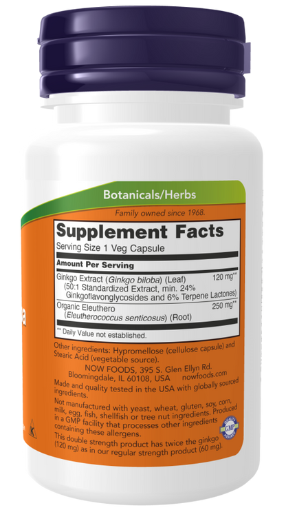 Ginkgo Biloba, Double Strength 120 mg Veg Capsules