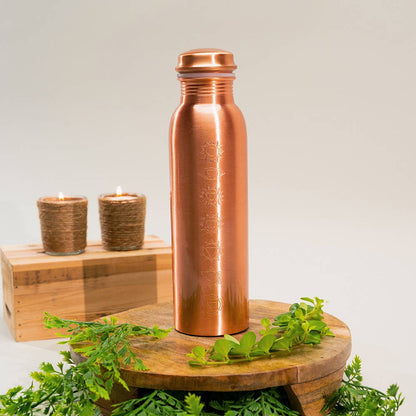 Pure Copper Water Bottle 7 Chakras Matte Finish