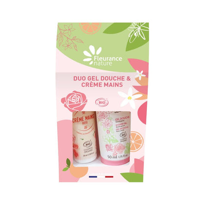 Duo shower gel and rose hand cream
