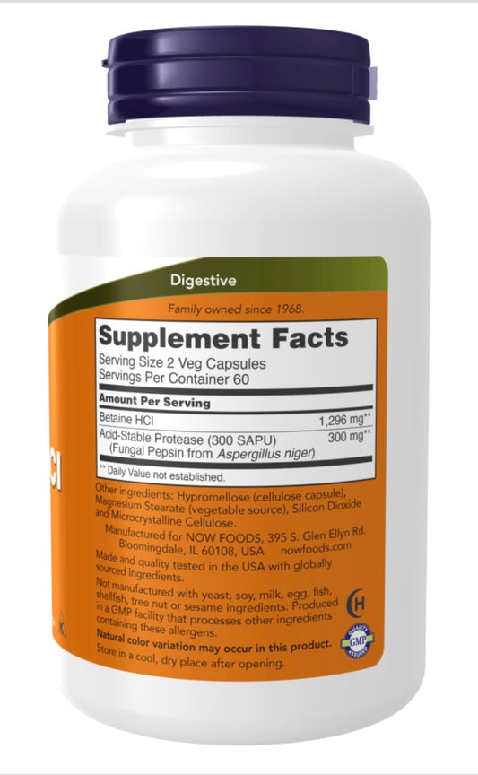 Betaine HCl 648 mg Veg Capsules