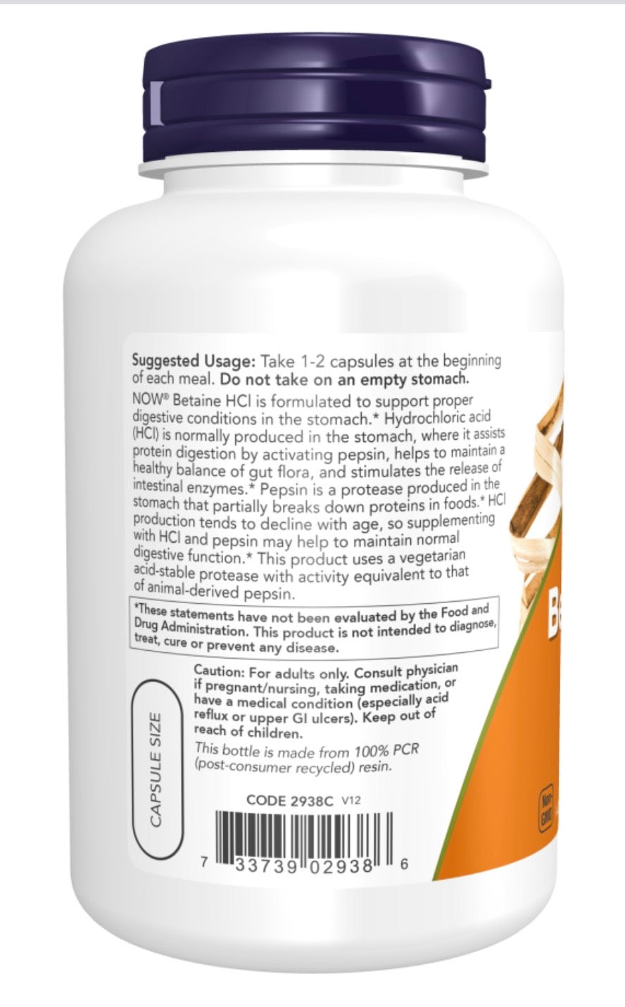 Betaine HCl 648 mg Veg Capsules