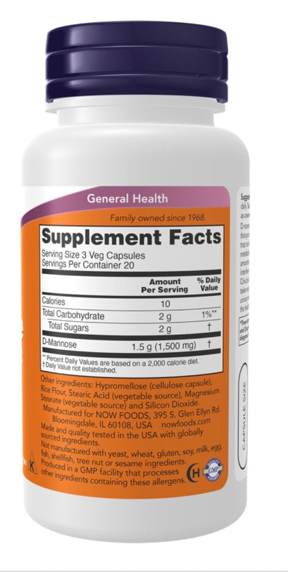D-Mannose Urinary Support 500 mg Veg Capsules