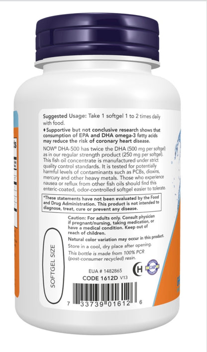 DHA-500 Fish Oil, Double Strength Softgels