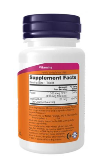 Folic Acid 800 mcg with Vitamin B-Tablets