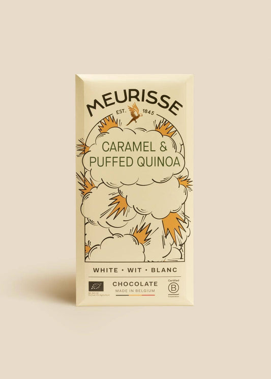White Chocolate with Puffed Quinoa & Caramel