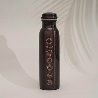 Pure Copper Water Bottle 7 Chakras Antique Finish