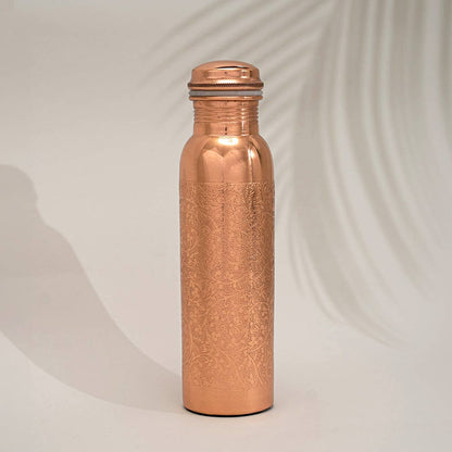 Pure Copper Water Bottle Flower Pattern